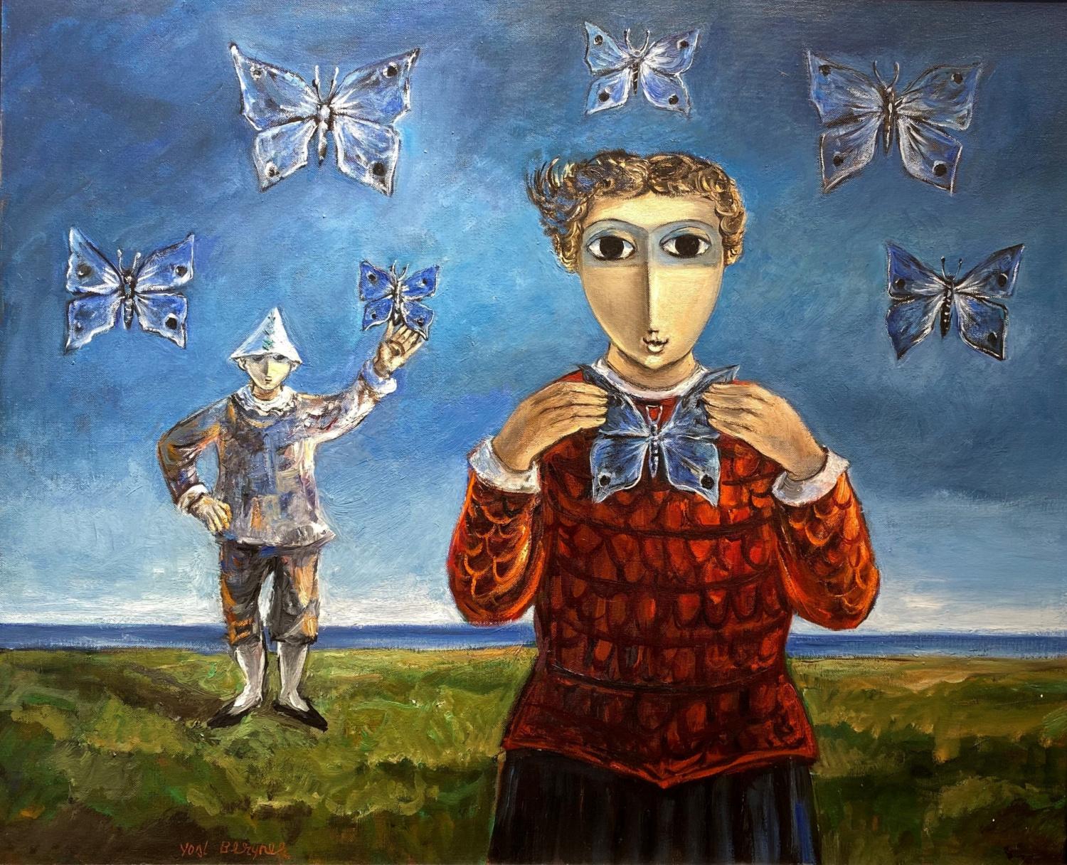 Yosl Bergner - A little girl - Kings Gallery - Fine Art - Jerusalem - Israeli art - Israeli artist - International art.