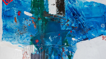 Moshe Leider - Abstract whit blue - Oil on canvas - Sold - Kings Gallery - Fen art - Jerusalem - art work - International ART.