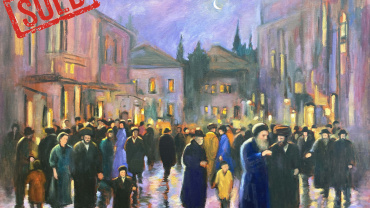 Zvi Malnoviter - Rainy night in Jerusalem - Fen art -Jerusalem - Gallery - Painting by Zvi Malnovitzer - Sold.