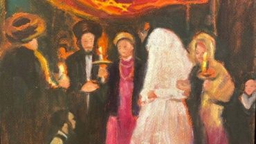 Zvi Malnovitzer - Wedding Oil on cardboard laid on wood - Kings Gallery - Fine art - Jerusalem - Gallery in Jerusalem.