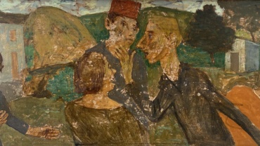 Grégoire Michonze - People whisper - Oil on wood - 13x35 cm